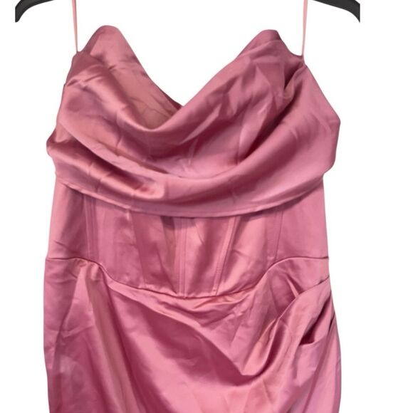 NWOT Bardot | Jamila Strapless Corset Dusty Pink Bodycon Cowl Neck Midi Dress XL - Picture 6 of 8